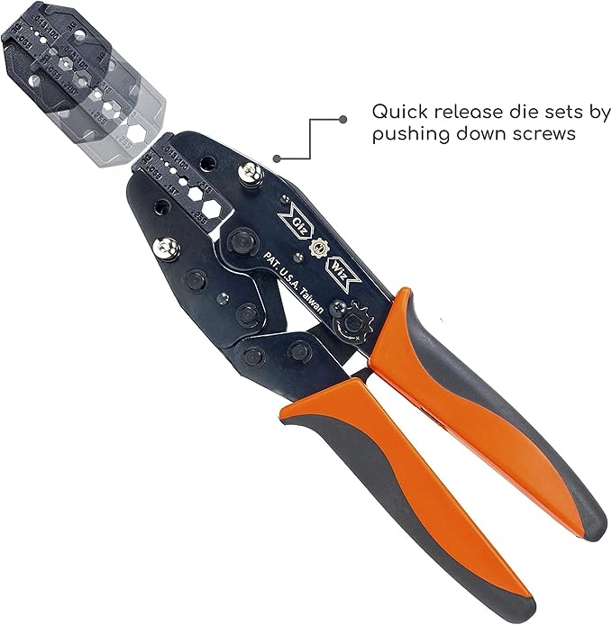 Professional All-In-One RF Coax Quick Change Tool Kit Crimper Cutter Stripper 5 Interchangeable Die Sets