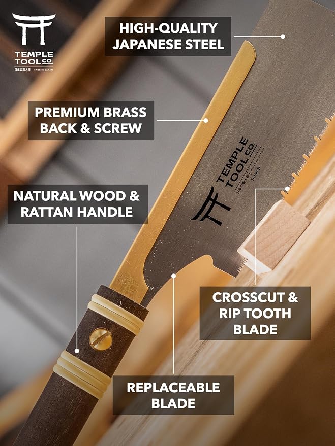 Japanese Pull Saw - Dozuki 6 for Ripcut and Crosscut - Hand Saw for Dovetails, Tenons, Fine Joinery - Dovetail saw - Temple Tool Co.