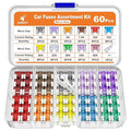 JOREST 60Pcs Car Fuse Kit - Replacement Fuses Assortment Kit for Car/RV/Truck/Motorcycle (2Amp 3A 5A 7.5A 10A 15A 20A 25A 30A 35A 40A) - Micro Blade Fuses Automotive + Auto Fuse Puller