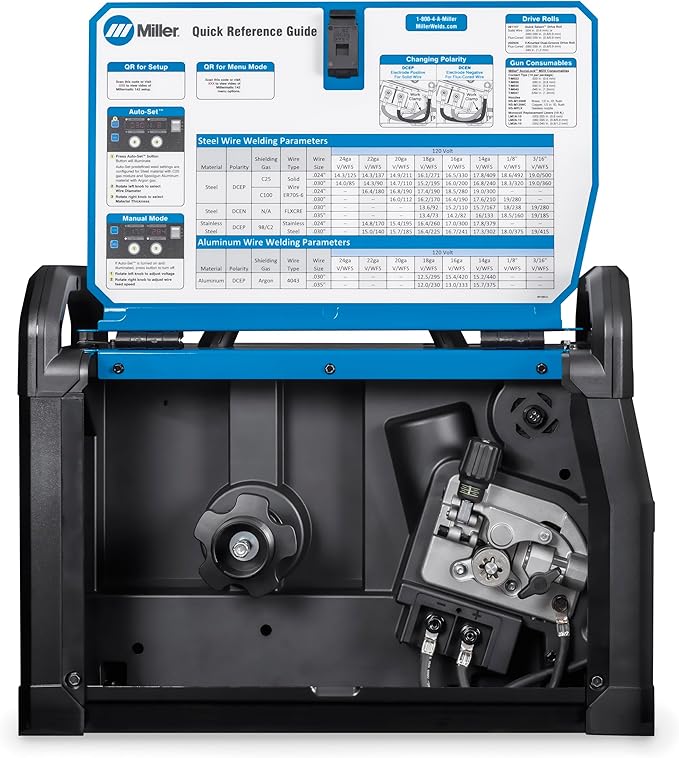 Millermatic® 142 MIG Welder – 120V, Portable Wire Feed Welder with Auto-Set™, Welds Up to 3/16" Steel, Ideal for Auto Repair & Light Fabrication