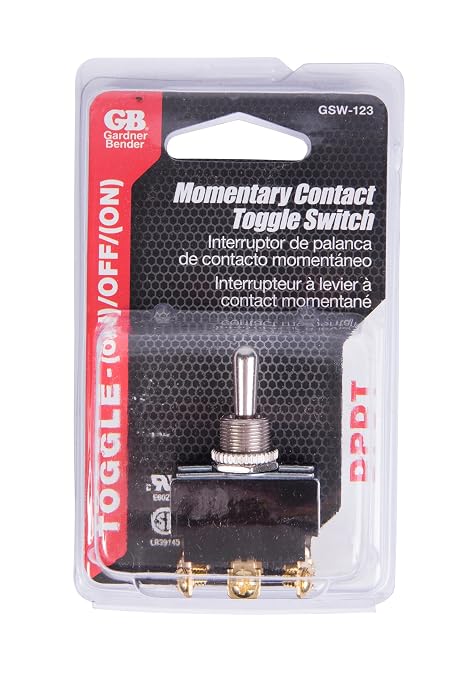 Gardner Bender GSW-123 Electrical Toggle Switch, DPDT, Mom ON-OFF-Mom-ON, 20 A/125V AC, Screw Terminal, Gray