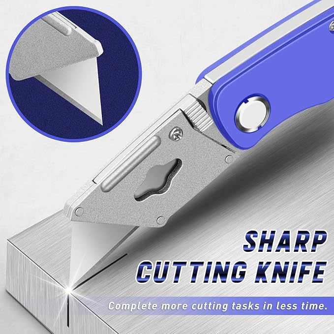 4 Pack Box Cutter, Folding Utility Knife, Razor Knife Heavy Duty, Box Cutters Utility Knives, Box Opener for Home, DIY Projects, Crafting, Package, Hand Tools & Navajas para Trabajo, Tube Cutters