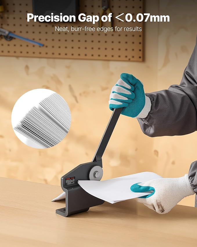 VEVOR Sheet Metal Shear, Throatless Rotary Hand Shear, 16 Gauge Mild Steel Sheet Cutter with 0.06 in Capacity, for Cutting soft metals such as copper, aluminum and thin carbon steel.