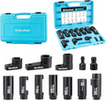 DuraTech 12-Piece Oxygen Sensor Socket Set, O2 Sensor Removal Tool Kit with with 22mm, 27mm, 29mm, 7/8" and 1-1/16" Sockets, 3/8" & 1/2" Drive, Thread Chasers, O2 Sensor Socket Set with Storage Case