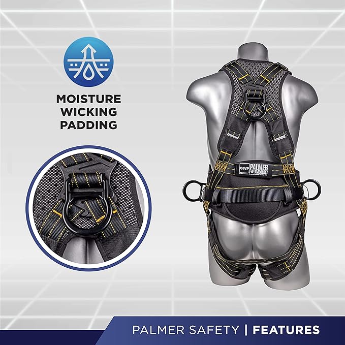 Hammerhead 5pt Safety Harness Back Padded, QCB Chest, Tongue Buckel Legs Straps, Back & Side D-Rings