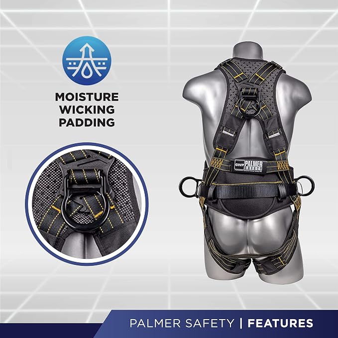 Hammerhead 5pt Safety Harness Back Padded, QCB Chest, Tongue Buckel Legs Straps, Back & Side D-Rings