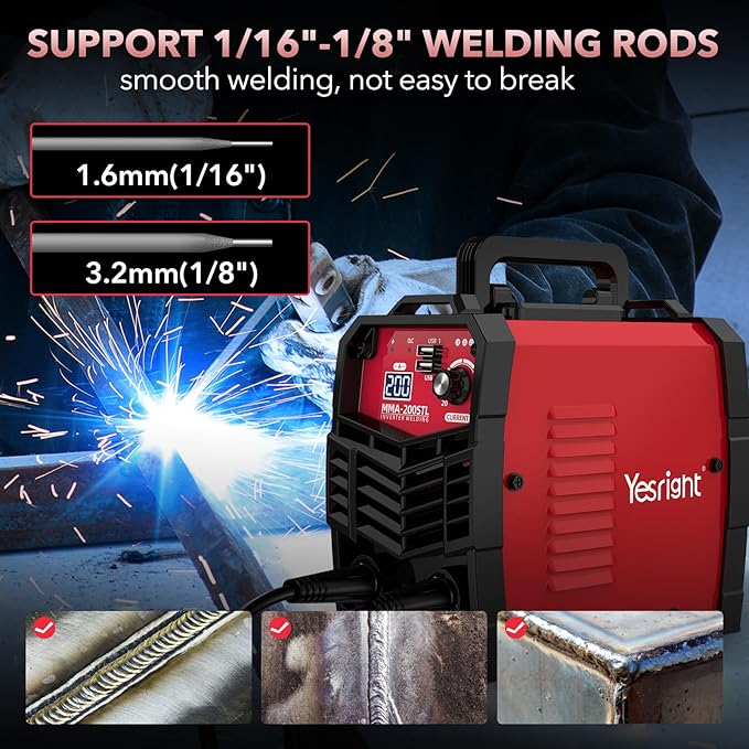Mini Stick Welder, 200A Portable Welding Machine with 20PCS Rods & Welding Goggles, Small Welder Machine 110V with IGBT Inverter Hot Start for Professionals & DIY Enthusiasts