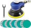 Air Random Orbital Sander by UPWOOD, Pneumatic Palm Sander With 10 Pcs Sandpapers for Auto Body Work, Woodworking (5 Inch)