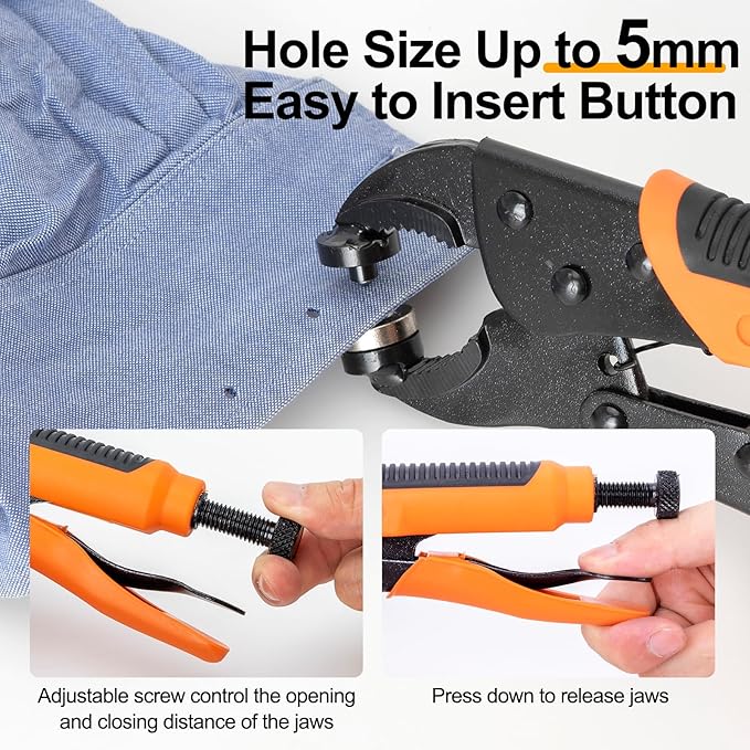 AnnYun Snap Button Kit, Heavy Duty Snap Fasteners Tools, Screw Snaps on Tools Included 1pc Snap Plier and 280 Pcs 15mm Stainless Snaps, Buttons Snap Fastener Tool for Boat Cover, Tarp, Canvas, Leather