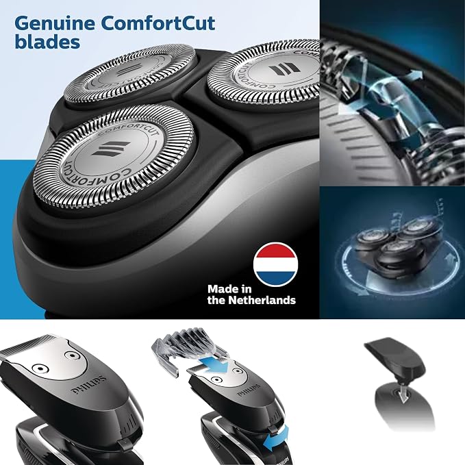PHILIPS AquaTouch Wet & Dry Electric Shaver for Men, Rechargeable Rotary Razor with ComfortCut Blades and Precision Trimmer 5D Flex Head-Packaging May Vary