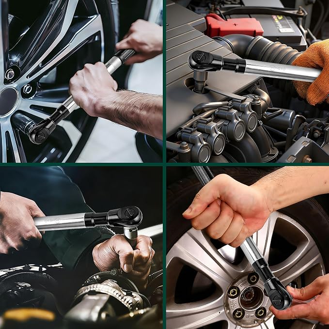 430mm offset Extension Ratchet Wrench Socket Set, Impact Ready | Reach tight spaces easily. Use manually for precision or attach an impact wrench for extra speed. Heavy-duty case included.
