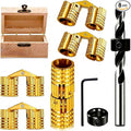 Brass 8mm Hidden Barrel Hinges with Drill Bit and Depth Stop Collar, 180 Degree Concealed Hinges for Wooden Box, Jewelry Box, DIY Crafts, 8 Piece