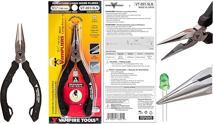 VAMPLIERS 4-PC 5" Precision Mini Pliers Set, ESD Safe, Made in Japan
