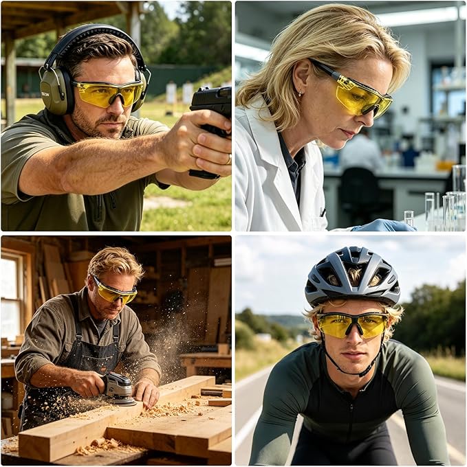 TICONN Anti-Fog Safety Glasses for Men and Women, ANSI Z87.1 Scratch Proof Eye Goggles with Adjustable Arms and UV Protection