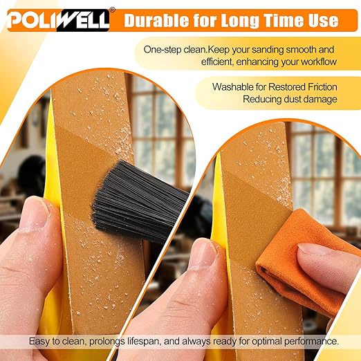 POLIWELL 100 Pcs Hand Sander Kit, 3.5” x 1” Mini Micro Sander for Small Projects, Detail Finger Sanding Block Tools, 80 120 180 240 400 Grit Wet Dry Sandpaper Sheets for DIY Crafts Wood Plastic
