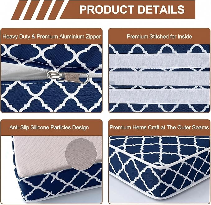 14 Piece Outdoor Patio Cushion Covers Replacement, Waterproof Outdoor Furniture Cushion Covers, Fit 7 Pcs 6 Seater Wicker Rattan Conversation Sofa Set,Geometry(Only Cover) 25.6x25.6