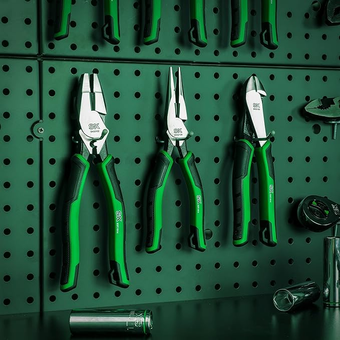 SK 8-Inch Long Nose Pliers, Needle Nose Pliers, High Carbon Steel, Ergonomic Anti-slip Handle for Comfortable Grip