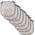 Lunarable Flower Chair Cushion Pads Set of 8, Apple and Cherry Flowers Blossoms Feathers Shabby Classical Botanic Retro, Anti-Slip Seat Padding for Kitchen & Patio, 16"x16", Pale Pink Green Grey
