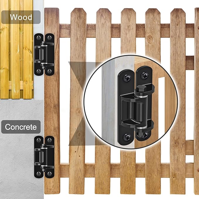 Insaga 6.7'' Heavy Duty Gate Hinges 1100LB Capacity, 6mm Steel Hinges with Bearings & Rust-Proof E-Coating, Bolt On Low-Profile Hinges for Fences, Driveway Gates, Locking Screws Anti-Sag Design (2Pcs)