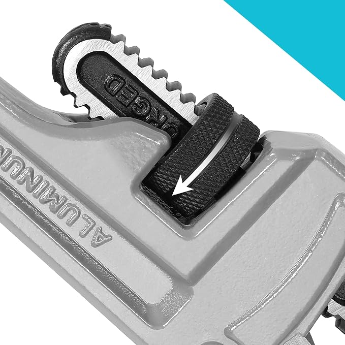 DURATECH 18-inch Aluminum Straight Pipe Wrench, Adjustable Plumbing Wrench | Heavy Duty, Drop Forged, Exceed GGG standard