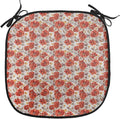 Lunarable Flower Chair Cushion Pad, Blooming Poppies Ladybug Bumblebee Bee and Butterflies Summer Joyful, Seat Padding for Kitchen & Patio with Anti-Slip Backing, 16"x16", Vermilion Yellow Beige