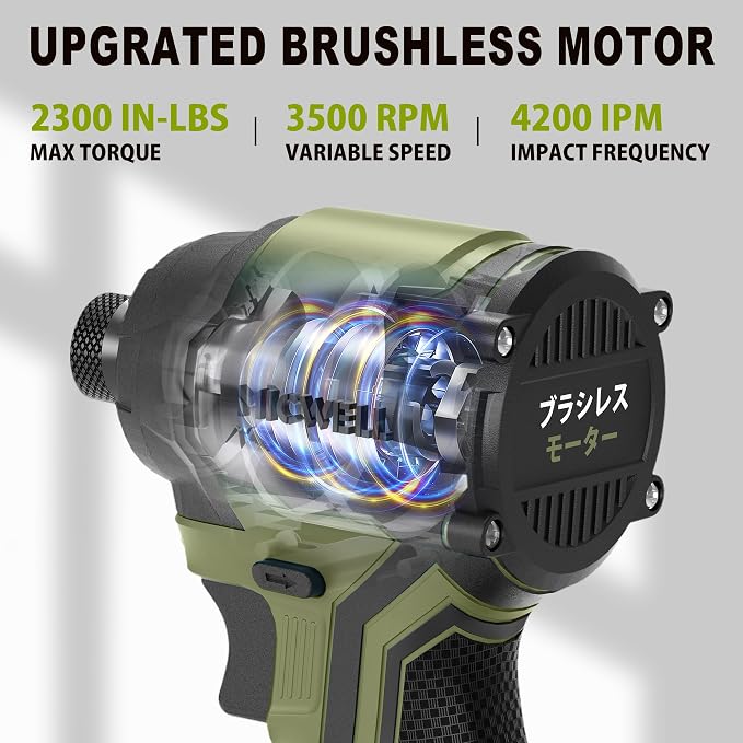 Cordless Impact Driver (Tool Only) Compatible with Makita 18V Battery, Up to 2300 In-lbs Brushless1/4" Impact Driver, 4-Speed Lightweight Power Impact Drivers with Tool Bag, LED Light