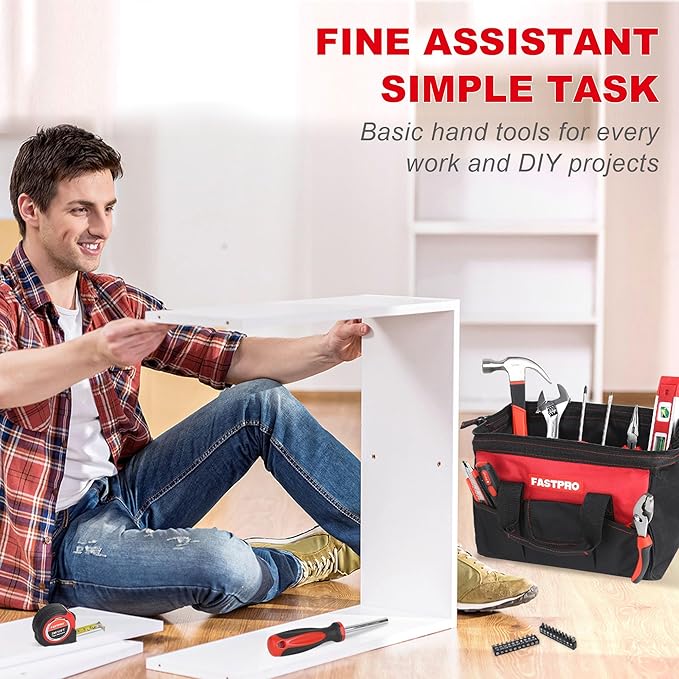 FASTPRO 220-Piece Home Tool Set, Household Repairing Tool Kit, Red