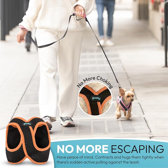 Gooby Escape Free Easy Fit X Step-in Dog Harness, Atlanta Peach, X-Small | Patented escape-free, tightens on back-out; Choke-free X-frame + V-neck; Quick-release buckle; Reflective trim