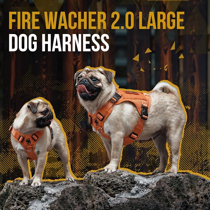 OneTigris Tactical Dog Harness Vest No-Pull Service Dog Vest for Small Dogs | 1000D Pullable Nylon, with Control Handle and Hook & Loop Panels, Easy On & Off, Adjustable for Walking Training Orange S