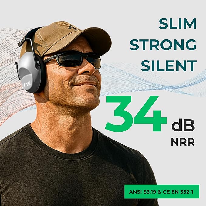 Pro For Sho 34dB NRR Hearing Protection Ear Muffs – Highest NRR Compact Design Ear Protection for Loud Events & Sensory Use