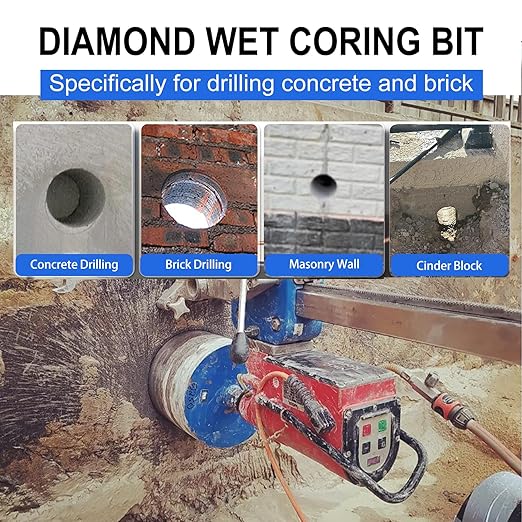 SALI Diamond Core Drill Bits 2 1/2" Diameter 10"/254mm Drilling Depth 5/8-11" Thread Core Bit Turbo Laser-Welded Segments for Cured Concrete with Brick, Block, Masonry, with Two Adapters