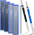 Gersoniel 2 Pcs Welders Pencil with 48 PCS Round Refills Mechanical Pencils Metal Welding Marker for Tube Pipe Fitter Welder Steel Construction Woodworking (Sliver, Black)