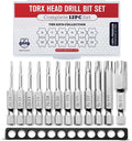 Baker and Bolt Torx Head Drill Bit Set - Premium12pc Set w/Storage Case T6 - T55 1/4in Hex Shank Magnetic Star Security Kit Long 2inch Torx Key Bits S2 Steel for drills and Impact Drivers