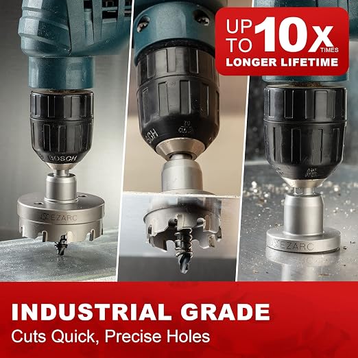 EZARC Carbide Hole Saw Heavy Duty, Hole Cutter for Stainless Steel, Sheet Metal 9/16" 14mm