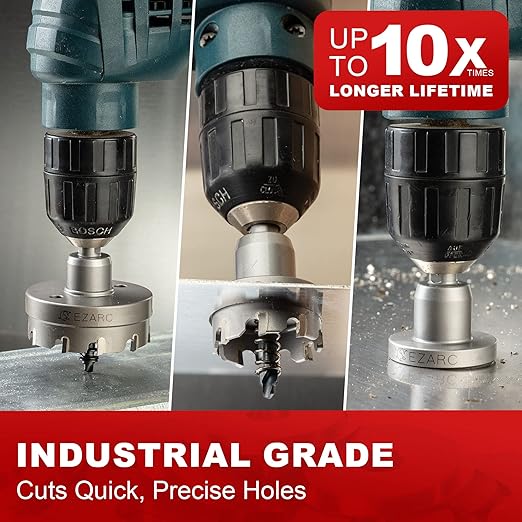 EZARC Carbide Hole Saw Heavy Duty, Hole Cutter for Stainless Steel, Sheet Metal 1-9/16" 40mm