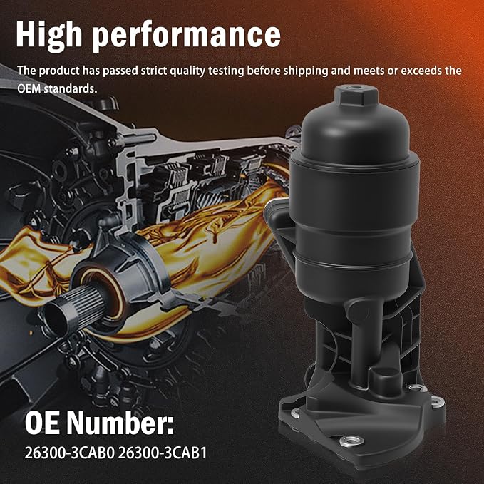 26300-3CAB1 Oil Filter Housing Assembly Compatible with 2015-2018 Sedona,2014-2016 Cadenza,2012-2018 Sorento, 2013-2018 Santa Fe, 2019 Santa Fe XL,2012-2017 Azera Replaces OE 26300-3CAB0