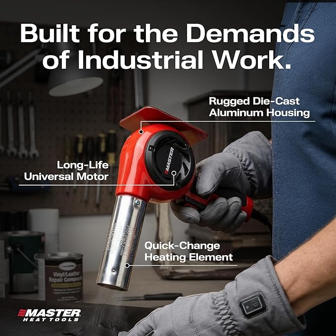 Master Appliance VT-751D Industrial Heat Gun, Quick Change Plug-In Heating Element, Variable Temperature Heat Gun, 130F to 1200F, 120V, 1740W, 14.5 Amps, Engineered In USA