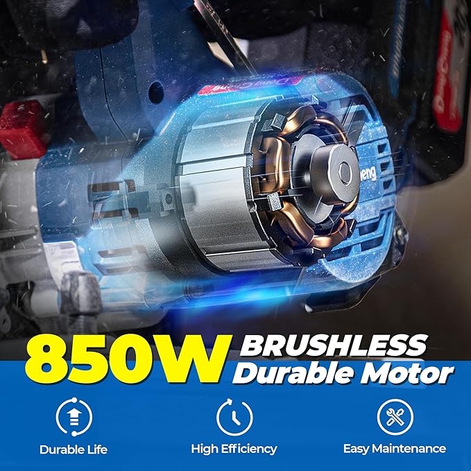 Dong Cheng 20V MAX 7-1/4'' Brushless Cordless Circular Saw Kit, 0-45 Degree Bevel Capability, with Dust Collection Adaptor, 24T and 40T TCT Blade Included, 4.0Ah Battery and Charger Kit