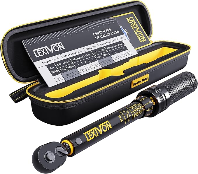 LEXIVON Bike Torque Wrench 1/4-Inch Drive, Newton Meter | 72-Tooth Gear, Dual-Direction Click Type, 2-26 Nm (17.7-230.1 in-lb) | Portable for Road & Mountain Bicycles (LX-190)