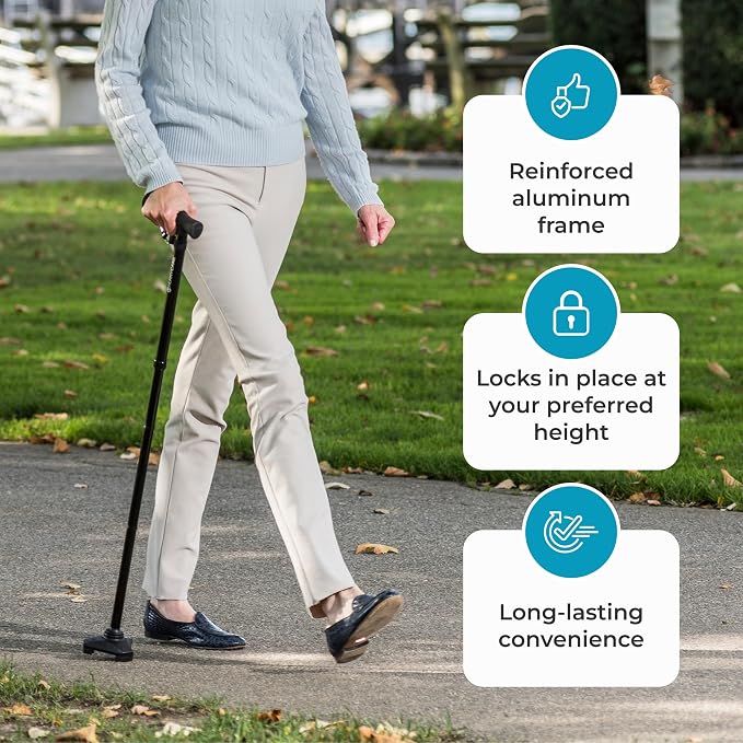 HurryCane Freedom Edition Foldable Walking Cane with T Handle