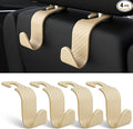 Amooca 4-Pack Car Headrest Hooks Vehicle Storage Organizer for Purses Handbags Groceries Coats – Heavy Duty 360° Rotating Simple Design Checkered Beige