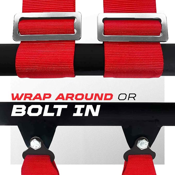 1pc 50 Cal Silver 4 Point Harness 2 inch straps, Racing Harness Seat Belt | Ultra Kush padding, Push Button quick release hardware. Universal Fit for UTV, RZR, race car