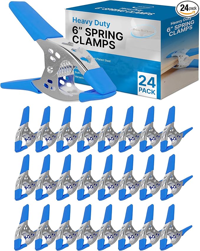 Lot of 24-6" inch Spring Clamp Large Super Heavy Duty Spring Metal Blue - 2.5 inch Jaw opening