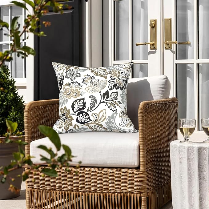 LVTXIII Outdoor/Indoor Throw Pillows, Decorative Throw Pillows with Inserts, 18"x18" Square Pillows for Bed, Couch, Sofa and Patio Furniture, Set of 2, Dailey Tan