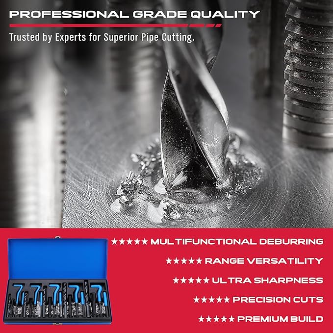 SEDY SAE Thread Repair Helicoil Kit - 131PC with HSS Drill Bits, Inserts, Taps, and Breakoff Tools for Rethreading on Metal, Engine, Pipe Repair - Sizes 1/4" 5/16" 3/8" 7/16" 1/2"