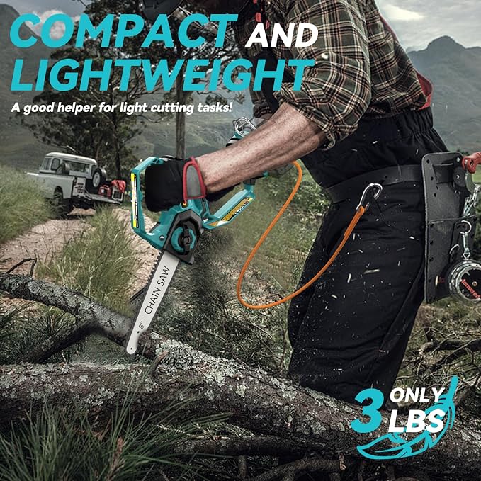 Mini Chainsaw for Makita Battery, 8-Inch and 6-Inch 2-IN-1 Cordless Electric Chain saw with Brushless Motor and Auto-Oiler, 800W Hand Mini Chainsaw for Tree Pruning Wood Cutting(No Battery)