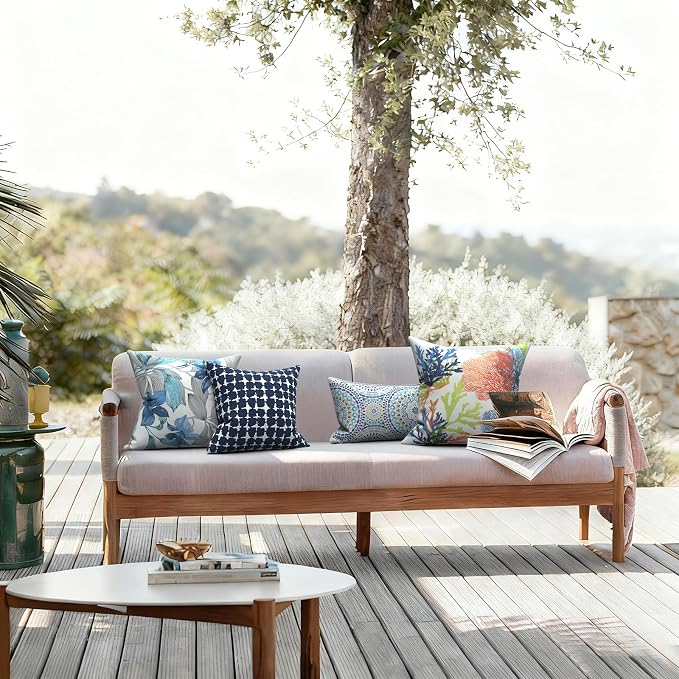 LVTXIII Outdoor/Indoor Throw Pillows, Decorative Throw Pillows with Inserts, 18"x18" Square Pillows for Bed, Couch, Sofa and Patio Furniture (Set of 2, Dahlia Blue)