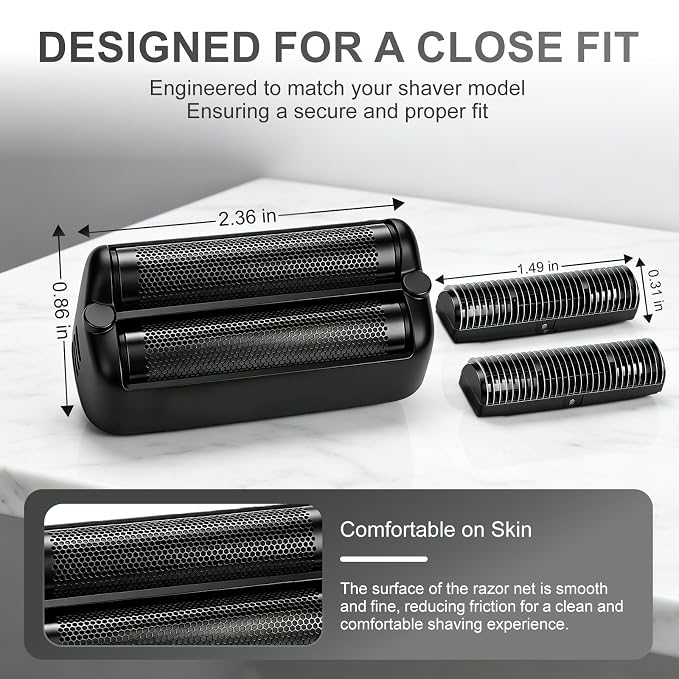 Replacement Foil and Cutter Blades - Compatible with BaBylissPRO FXONE Shavers, Double Foil & Cutter Set for Smooth Shaving (Black-2pcs)