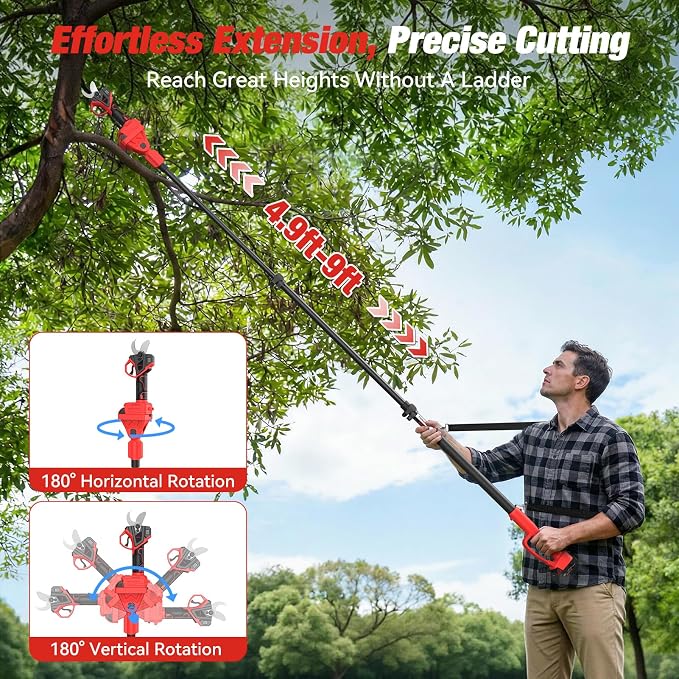 2-In-1 Electric Pruning Shears for Mwkee M-18 Battery, 1.6" Cutting Diameter Cordless Pole Pruners 18v - Brushless Motor, 4 Modes Electric Pruning Shears for Gardening & Tree Trimmer (No Battery)