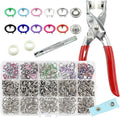 200 Sets Snaps Buttons Fastener kit Hollow Steel Prong Snaps Buttons with Pliers Press Tool for DIY Crafts Clothes Hats Bags Sewing (Hollow)
